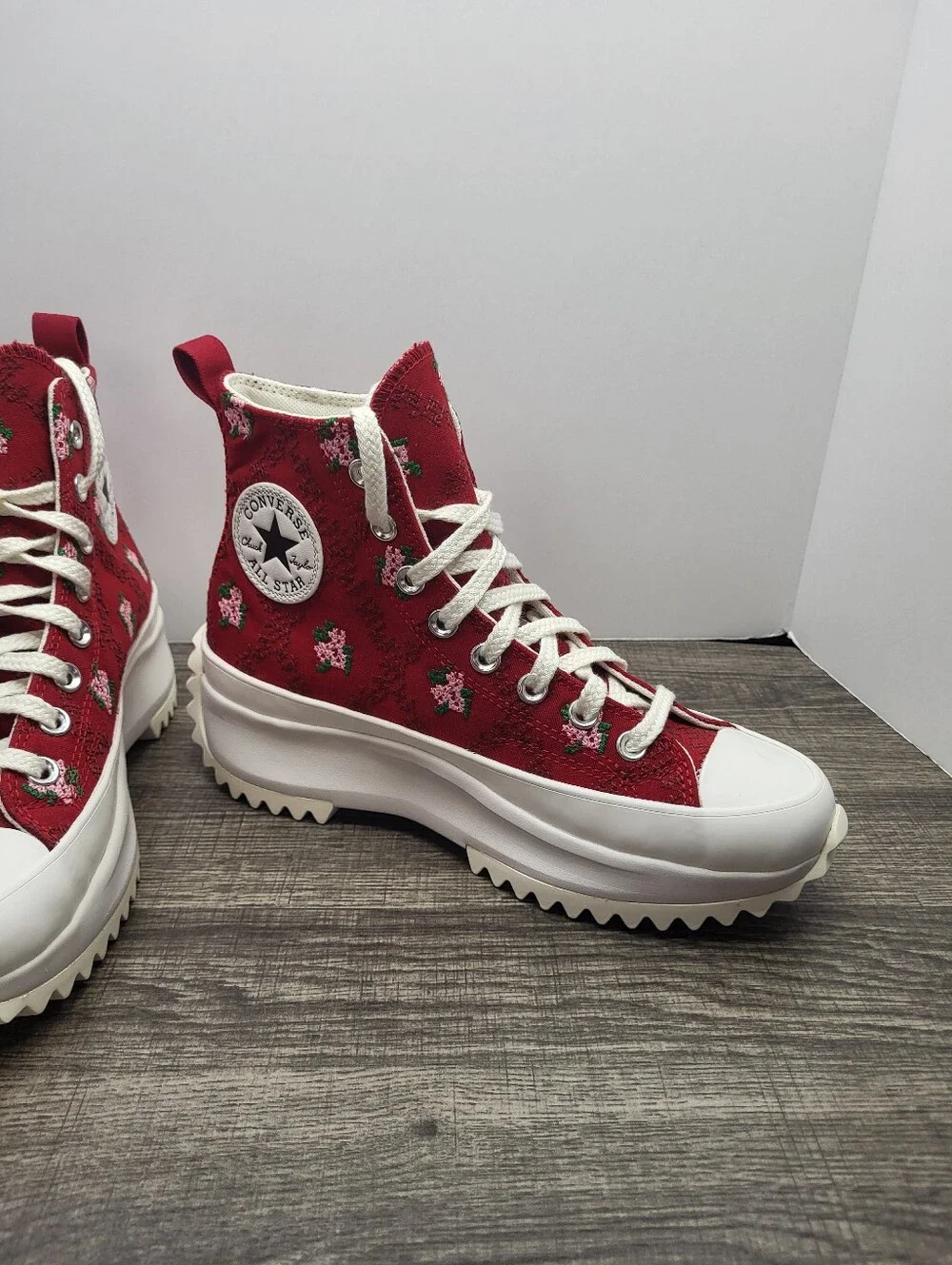 CONVERSE Run Star Hike Hi Platform Rose Cross Stitch Women Sz 8.5 Shoes Sneaker - Picture 3 of 8